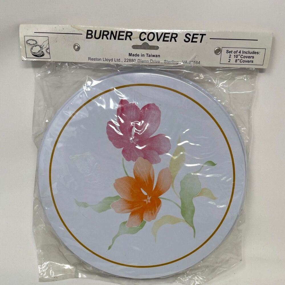 Vintage Corelle Coordinates Floral Flower Electric Stove Burner Cover Set 4 NEW